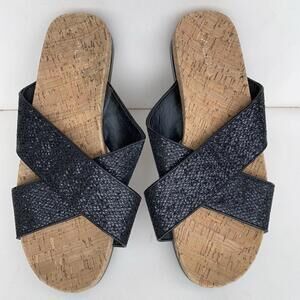 Aldo Womens Sandals Flats Black Silver Metallic Sz 10.5